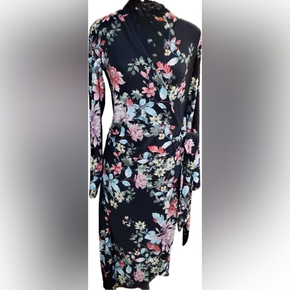 Rachel Roy Black Floral Long Sleeve Dress